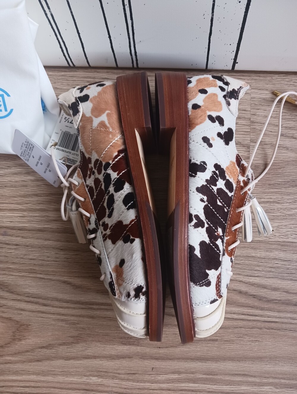NWT Adidas Originals Dress Shoes Clot By Edison, Dyed Cow Fur, Size Men 6.5 - Picture 10 of 13